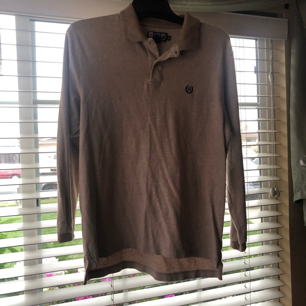CHAPS khaki long sleeve polo